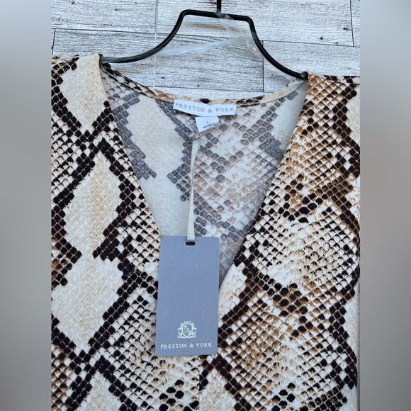 Preston & York
Sydney Antelope Print Knit V-Neck Short Sleeve Tie Waist Midi L - Picture 6 of 14